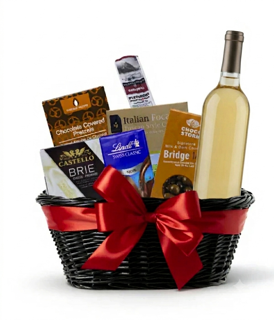 White Wine & Cheese Basket