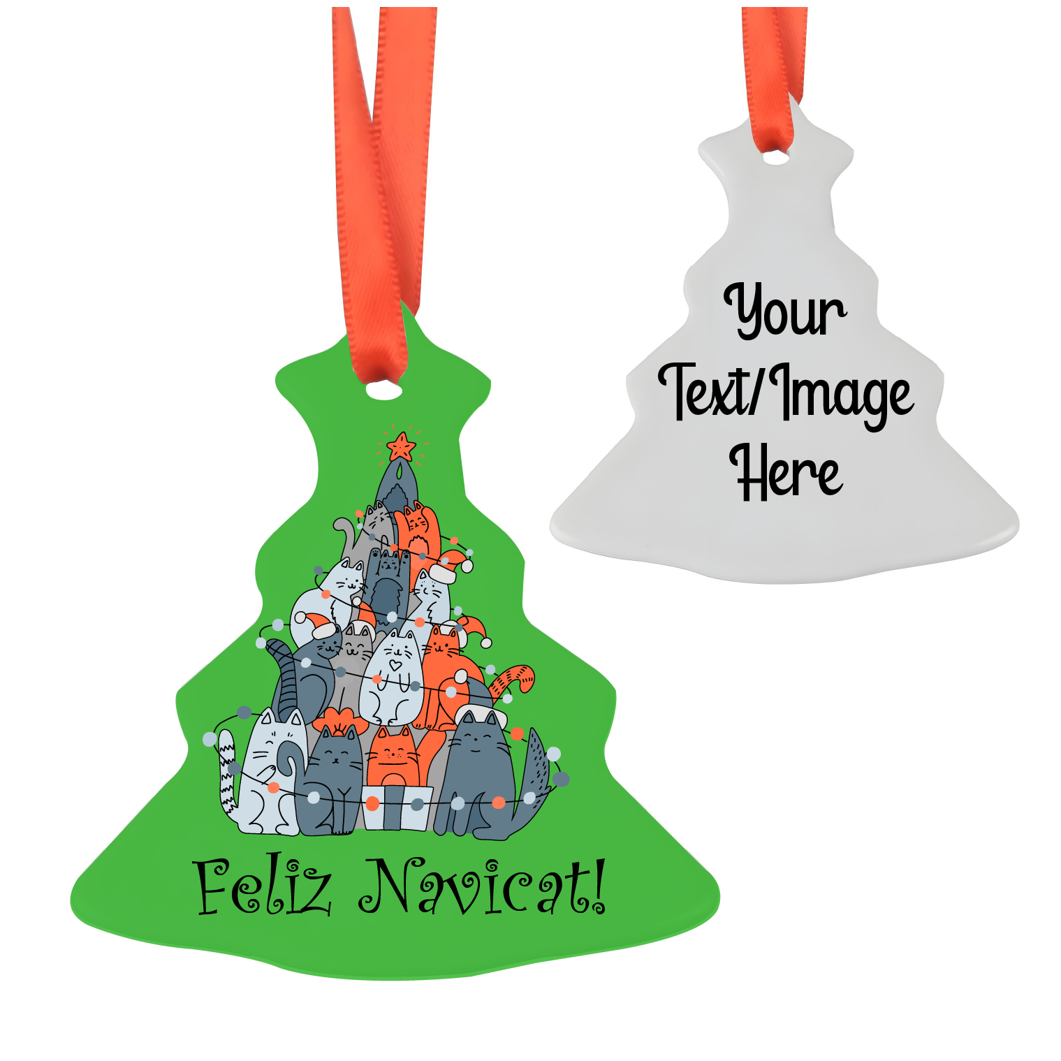 Feliz Navicat! Custom Christmas Tree Shaped Ceramic Ornament - Things Engraved